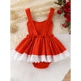 thumbnail image 3 of Infant Baby Girls Romper Dress Sleeveless Heart Print Lace Trim Hem Romper, 3 of 9