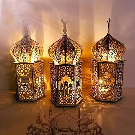 ShenMo Lampes LED pour le Ramadan, lampes décoratives en bois pour le  Ramadan, décoration pour le