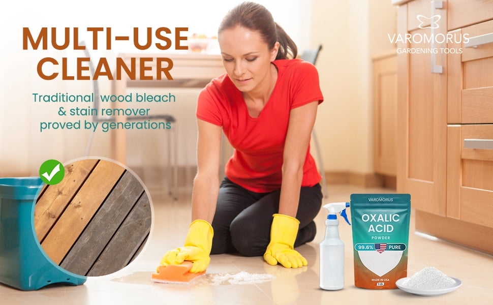 Oxalic Acid 2 lbs - 99.6% Pure Fine Powder, Multi-Use Cleaner and Stain Remover for Wood, Metal, Rust, Wood Bleach, Hardwood Floor & Furniture Restorer, Pool - Industrial Cleaning Solution