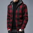 thumbnail image 2 of Suéter de punto con cremallera para hombre, ropa a cuadros, cárdigan, sudaderas con capucha, cremallera, grueso, invierno, rojo, tops, jerséis, casuales, elegantes, baratos y calientes, 2 of 5