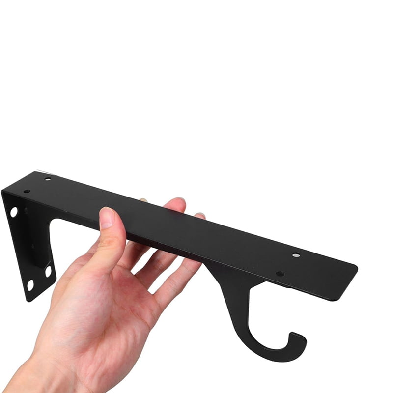 Heavy Duty Wall-Mounted Closet Rod Brackets with Hook Metal Shelf Support Holders for Bedroom Holder for Hanging Clothes