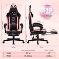 thumbnail image 2 of Falvinoryn Cute Gaming Chair, Ergonomic Computer Chair with Cat Ears for Girl, Lumbar Support and Headrest, Reclining Game Chair with Footrest. Black, 2 of 8