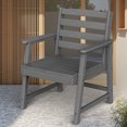 thumbnail image 2 of Outdoor Patio Dining Chair, All Weather HDPE Armchairs with 330LBS Load-Bearing and Imitation Wood Grain for Garden, Lawn and Yard, Gray, 2 of 6