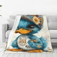 thumbnail image 1 of Balery Cute Sunflower Blue Duck Manta de Felpa Suave y Acogedora – Cobija de Franela Aterciopelada para Cama, Lavable y Cálida para Sofá, Mascotas, Transpirable-50"x40", 1 of 7