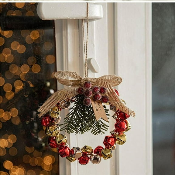 Gcvizuso Christmas Wreath, Christmas Wreaths for Front Door, Small Wreath Christmas Ornaments Christmas Party Atmosphre Decoration Props To Give Small Gifts Christmas Wreath