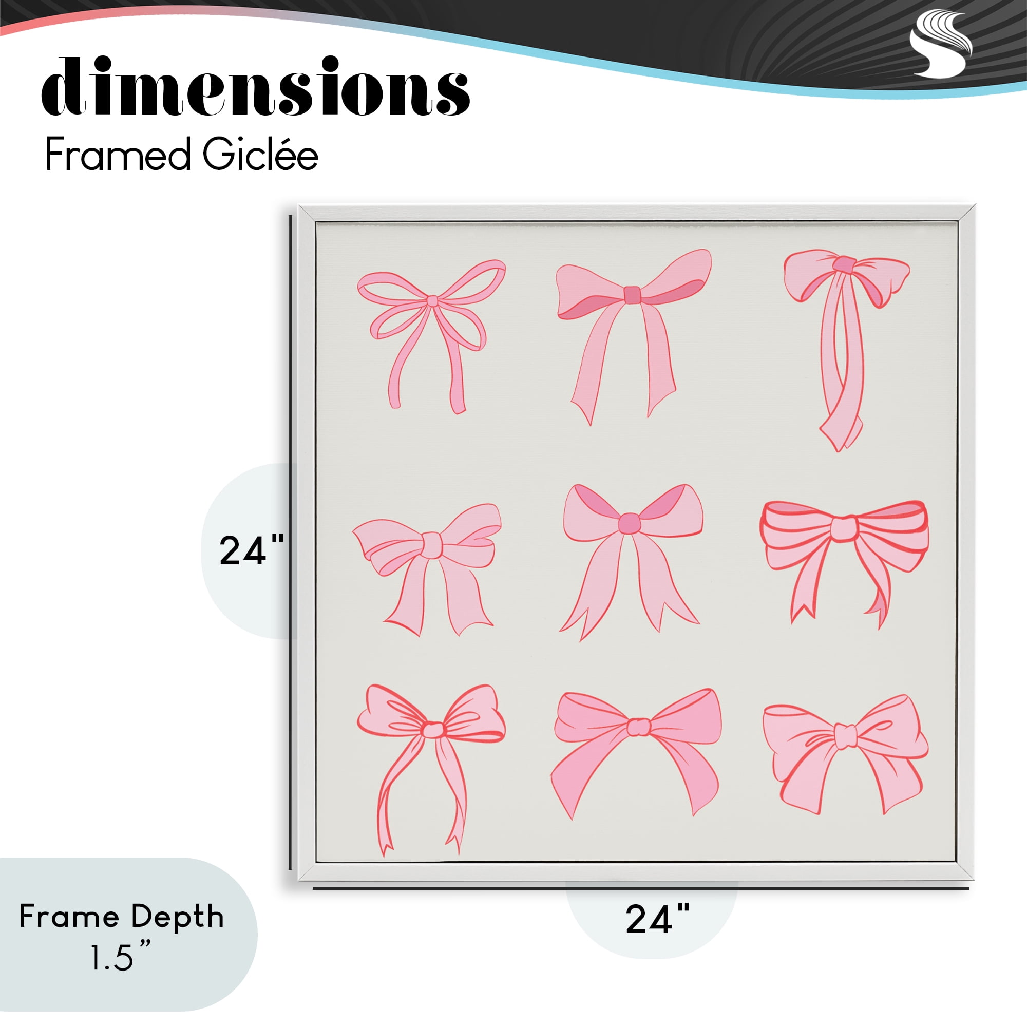Stupell Industries Pink Coquette Ribbons White Framed Giclee Art, design by Emily Navas