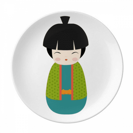 

Green Kimono Doll Art Japan Plate Decorative Porcelain Salver Tableware Dinner Dish