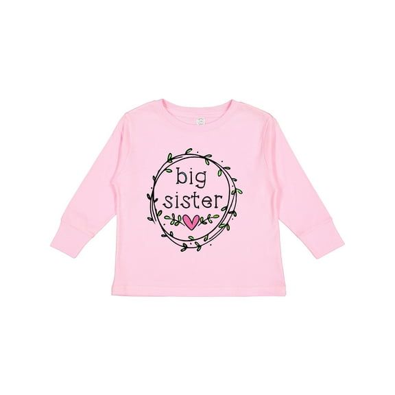 Inktastic Big Sister Leaves, Circle, Heart Girls Long Sleeve Toddler T-Shirt