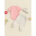 thumbnail image 5 of Newborn Baby Girl Little Sis Outfits Letter Short Sleeve T-shirt Romper Pants Set Headband Coming Home Hospital Clothes, 5 of 8