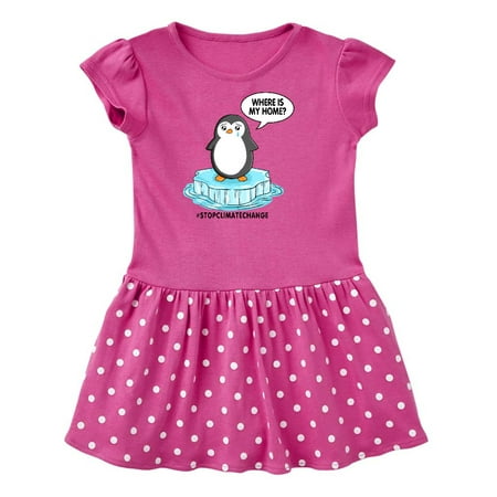 

Inktastic Stop Climate Change Where is My Home with Baby Penguin Gift Toddler Girl Dress