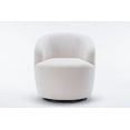 thumbnail image 5 of Swivel Accent Chair, Modern Upholstered Armchair with Metal Base and Padded Cushion, Comfy Single Sofa Chair with 360 Degree Swiveling Lounge Chair for Bedroom, Nursery, Ivory, 5 of 9