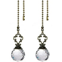 Set of 2 Vintage-Style Clear Fan Pull Ceiling Fan Chain Pulls Crystal Prism Ball