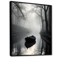 thumbnail image 2 of Designart "Monochrome Waterway Fog Sketch " Coastal Floater Framed Canvas Wall Art, 2 of 7