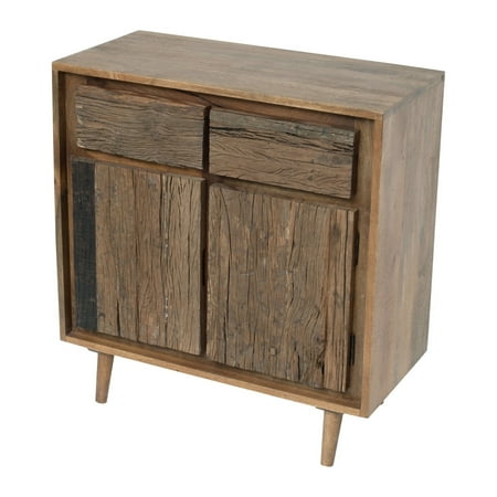 UPC: 0192551884908 | 31 Inch Side Cabinet Console  2 Doors and Drawers  Acacia  Mango Wood Brown- Saltoro Sherpi