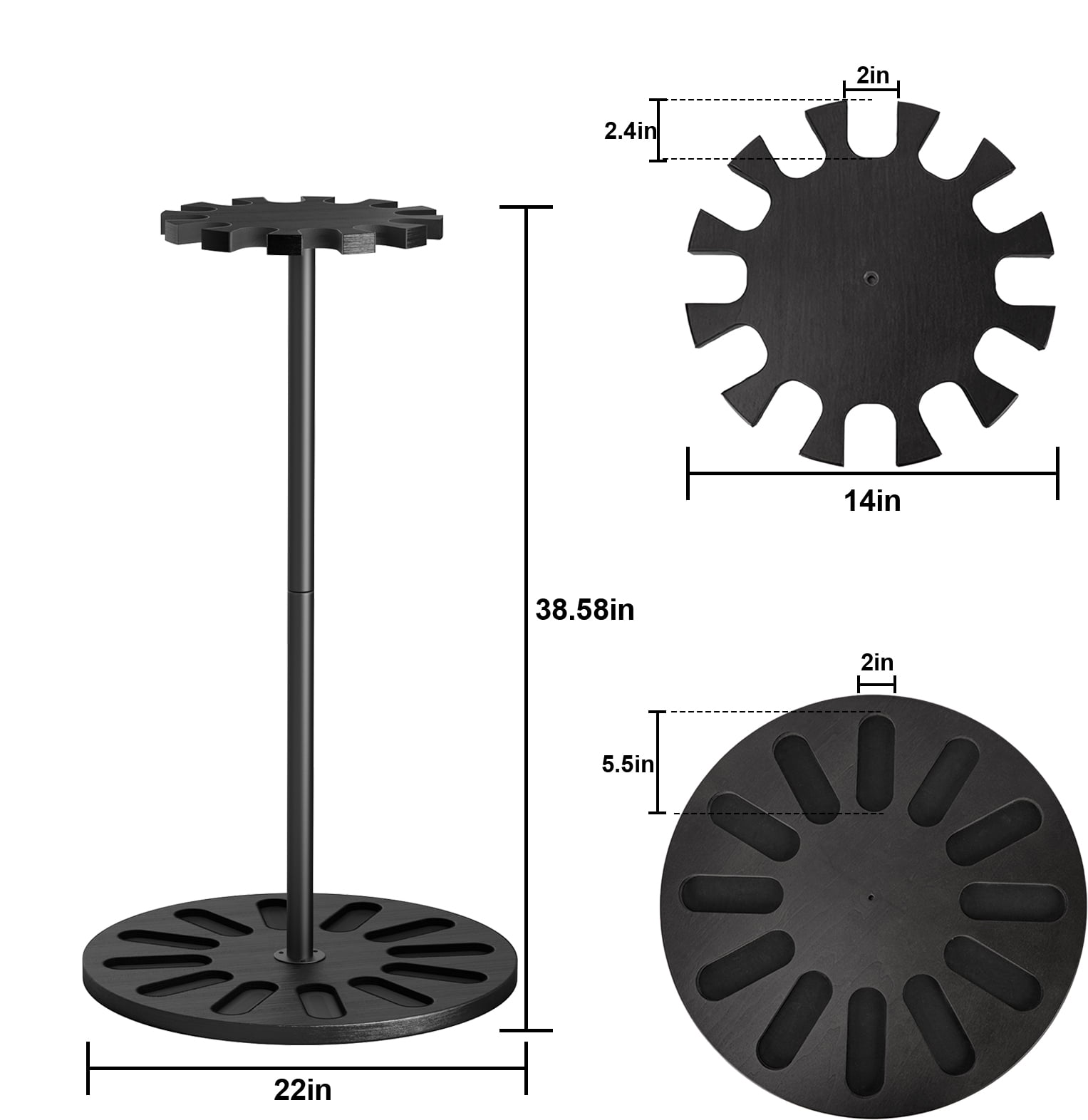 Sfugno Indoor Gun Rack with 360° Rotation, Gun Holder With Display Storage with Soft Padding,Black