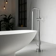 thumbnail image 4 of Vinnova Delara Freestanding Bathroom Chrome Tub Faucet with Hand Shower in Satin Nickel, 4 of 5