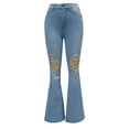 thumbnail image 6 of Women's Distressed Jeans Feminine Commuting Style Long Legs And Slightly Flared Pants Designer Pants for Women High Waist Denim Pants Women Pants Jean Pants for Women Stretchy Size 16 Pants for Women, 6 of 8