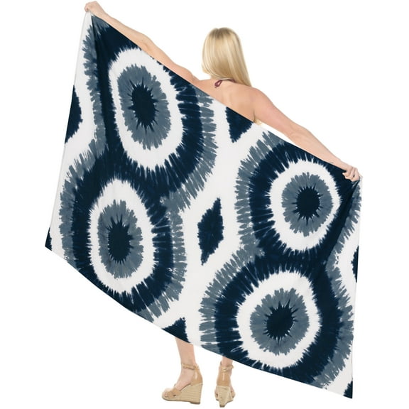 HAPPY BAY Women's Summer Beachwear Sarong Bikini Wraps Swim Cover up Skirt Wrap Bathing suit Swimwear Swimsuit Beach Coverups for Women One Size Black, Tie Dye
