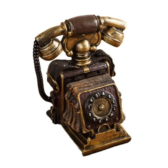 Old Styles Resins Desk Phone Replicas With Brasses Tone Vintage Decors Art Gift