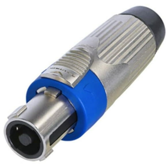 4-Pin Female Speak on Connector with Metal Housing, Nickel Blue