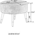 thumbnail image 4 of Homebeez Oval Fabric Ottoman Footrest Vanity Stool Gray, 4 of 5