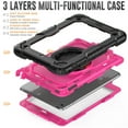 thumbnail image 4 of TECH CIRCLE Case for Apple iPad Mini (7.9") Tablet - [Built with Screen Protector] Heavy Duty Protection Rugged Case with Kickstand Portable Handle Drop Proof Cover, Black+Rose, 4 of 10