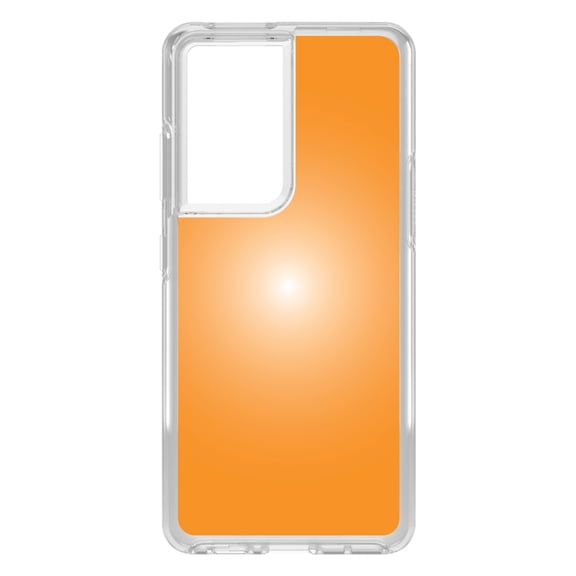 DistinctInk Clear Shockproof Hybrid Case for Galaxy S21 ULTRA 5G (6.8" Screen) - TPU Bumper, Acrylic Back, Tempered Glass Screen Protector - Orange White Gradient Burst Sun