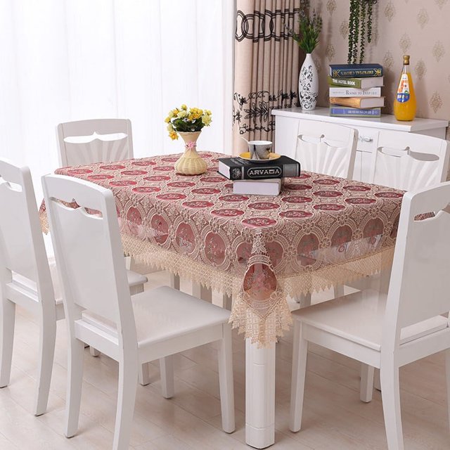 Grande Nappe Ronde Tricolore Nouvelle Nappe Chinoise Multicolore Optionnelle en Dentelle pour Table à Manger Nappe de Table Basse Nappe de Coiffeuse