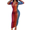 thumbnail image 4 of xiaxaixu Robe Ajustée pour Femmes, Dégradé de Couleur Col en U une Pièce, 4 of 9