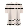thumbnail image 6 of JTZGDY Womens Summer Tops Casual Puff Short Sleeve Striped/Polka Dot Print Crewneck Tunic Blouse Trendy Oversized Graphic T-Shirts Fashion 2025 Clothes Beige XL, 6 of 6