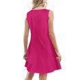 thumbnail image 3 of Faux Leather Dress, Tank Casual V Neck Sleeveless Button Down Beach Dress With Pockets Prom Womens Casual Dresses Mother Of Bride Dresses For Wedding Women Dresses Cocktail (3XL, Hot Pink) ZMTing, 3 of 5