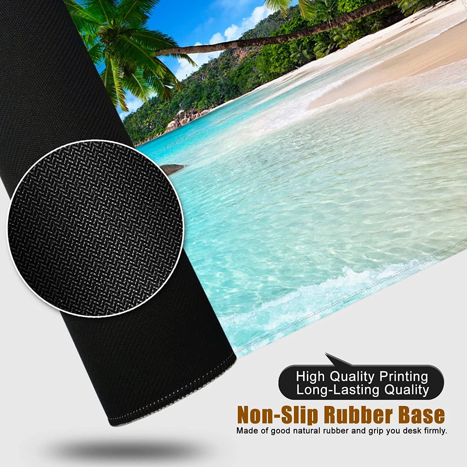 Beach Gaming Mouse Pad XXL Large Mouse Pad 35x15.7x0.12 inch Extra Large Mouse Pad Ocean Theme Blue Mouse Pad (Beach Ocean -1)