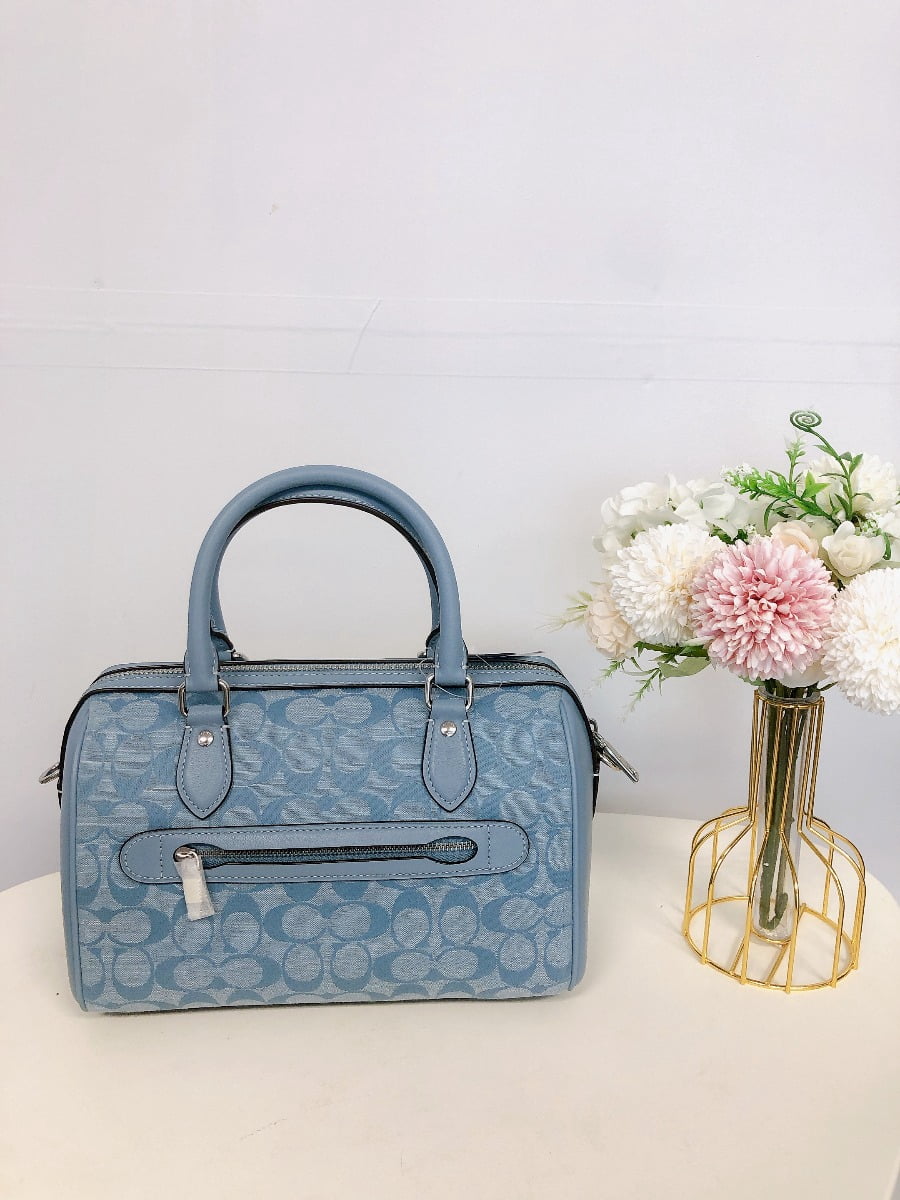 Coach Women's Rowan Medium Satchel In Signature Canvas with Hula Print (Chalk / Glacier White Multi)