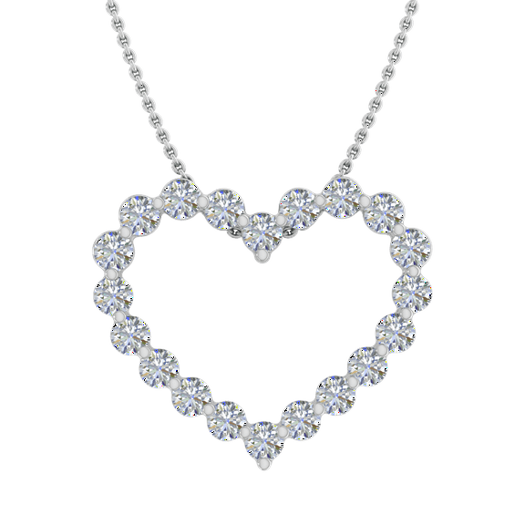 1/3 Carat Diamond Heart Pendant Necklace in 14K White Gold (Silver Chain Included) (I1-I2 Clarity)