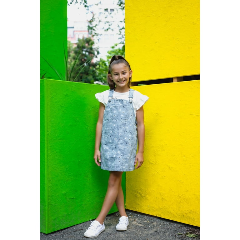 Bluey Bingo Chloe Floral Vintage Wash Denim Overall Dress and T-Shirt  Outfit Set Toddler to Big Kid - Walmart.com