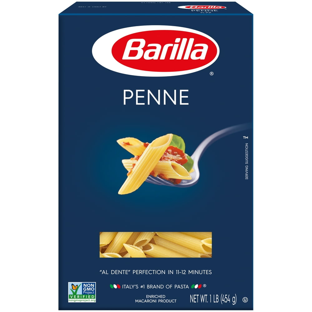 BARILLA Blue Box Penne Pasta, 16 oz. Box, 8 Servings per Box NonGMO Pasta Made with Durum