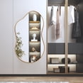thumbnail image 3 of Fahomiss Modern 26" x 46" Irregular Wall Mirror, Cloud-Shaped Bathroom Mirror, Asymmetrical Vanity Mirror for Home Wall Decor, Mirror Suitable for Bedroom, Living Room, Entryway,Gold Metal Frame, 3 of 11