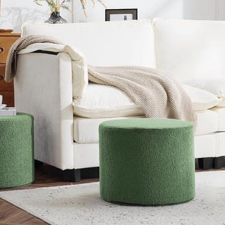 Thgonwid Ottoman, Extra Square Floor Vegan Leather Pouf, 16.5