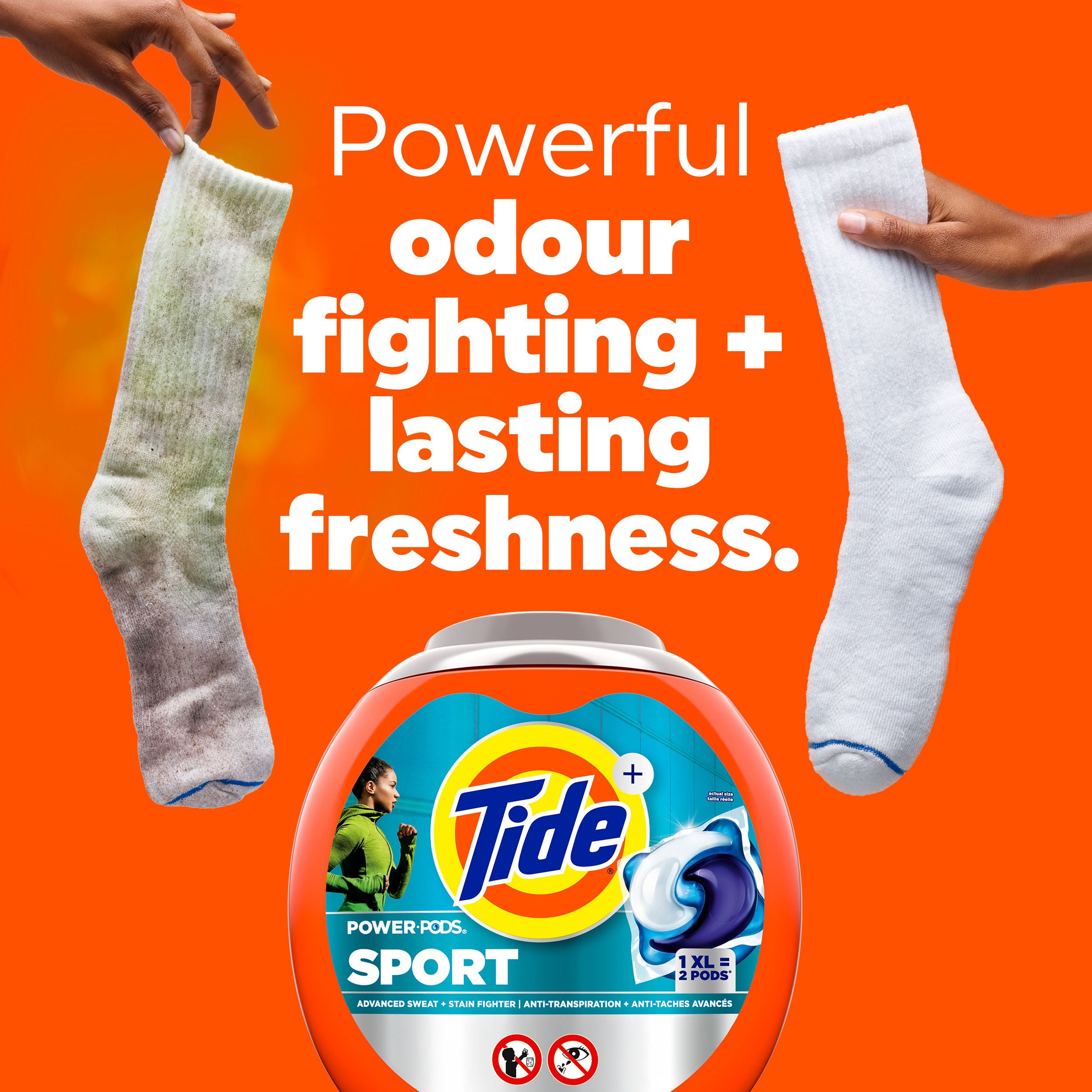Tide Power Pods Sport Laundry Detergent Pacs, Advanced Sweat + Stain Fighter, 45CT
