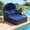 Mix Brown & Navy, variant on Costway Patio PE Rattan Daybed with Retractable Canopy, Soft Cushions and Extra Pillows Mix Brown & Navy