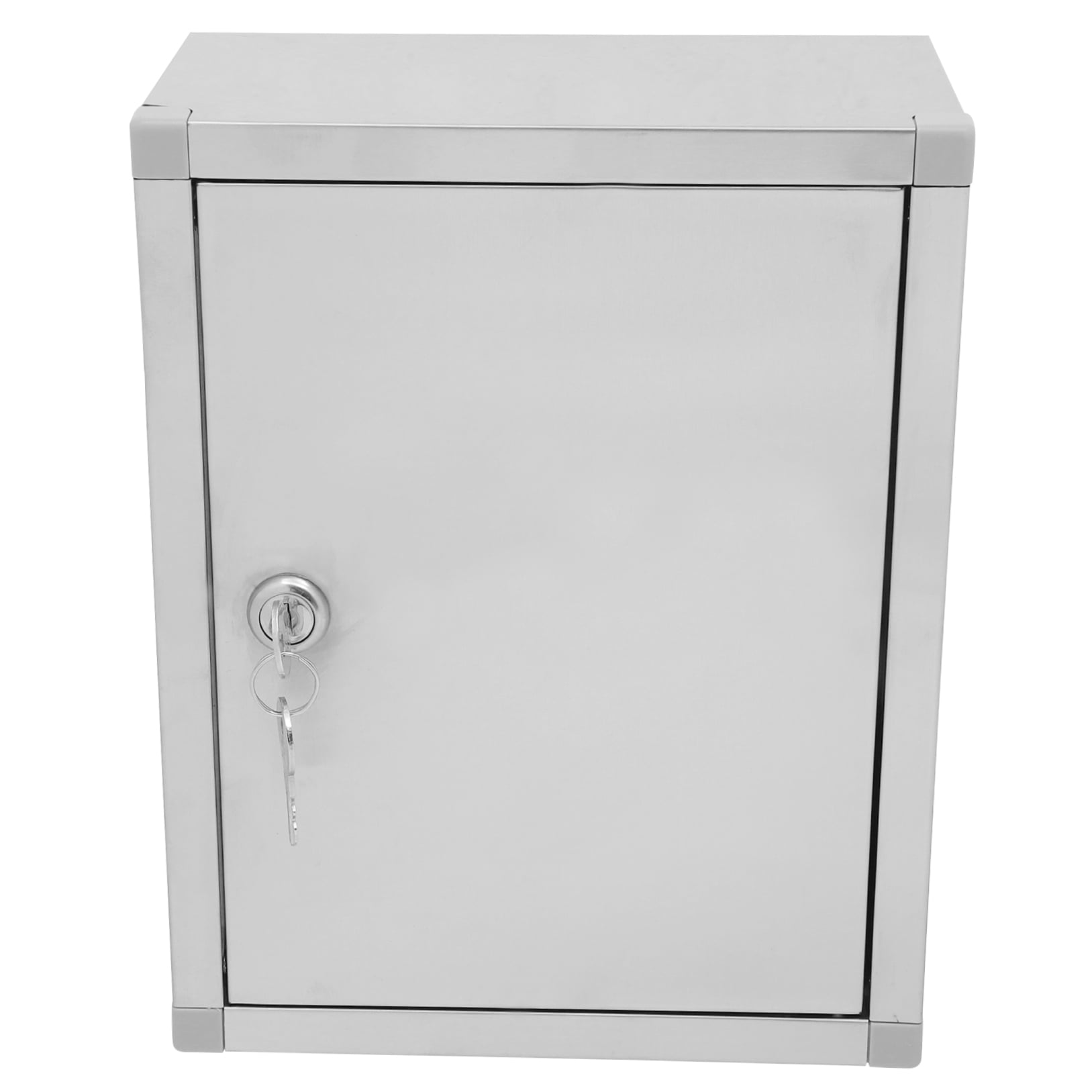 RENACLIPY Silver Stainless Steel Wall Mount Lockable Storage Box for Cell Phones and Small Items 1Pack