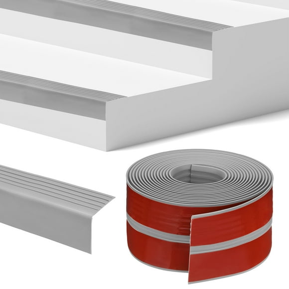 Uxcell Stair Edge Trim 20FT Vinyl Rubber Stair Nosing Non-Slip Self Adhesive Stair Edge Trim Strips Grey 1.89 Inch