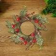 thumbnail image 6 of Christmas Wreath, Pinecone and Red Berry Candle Holder Ring Holiday Table Centerpiece Artificial Greenery Garland Décor for Home Party Christmas Decoration, 6 of 7