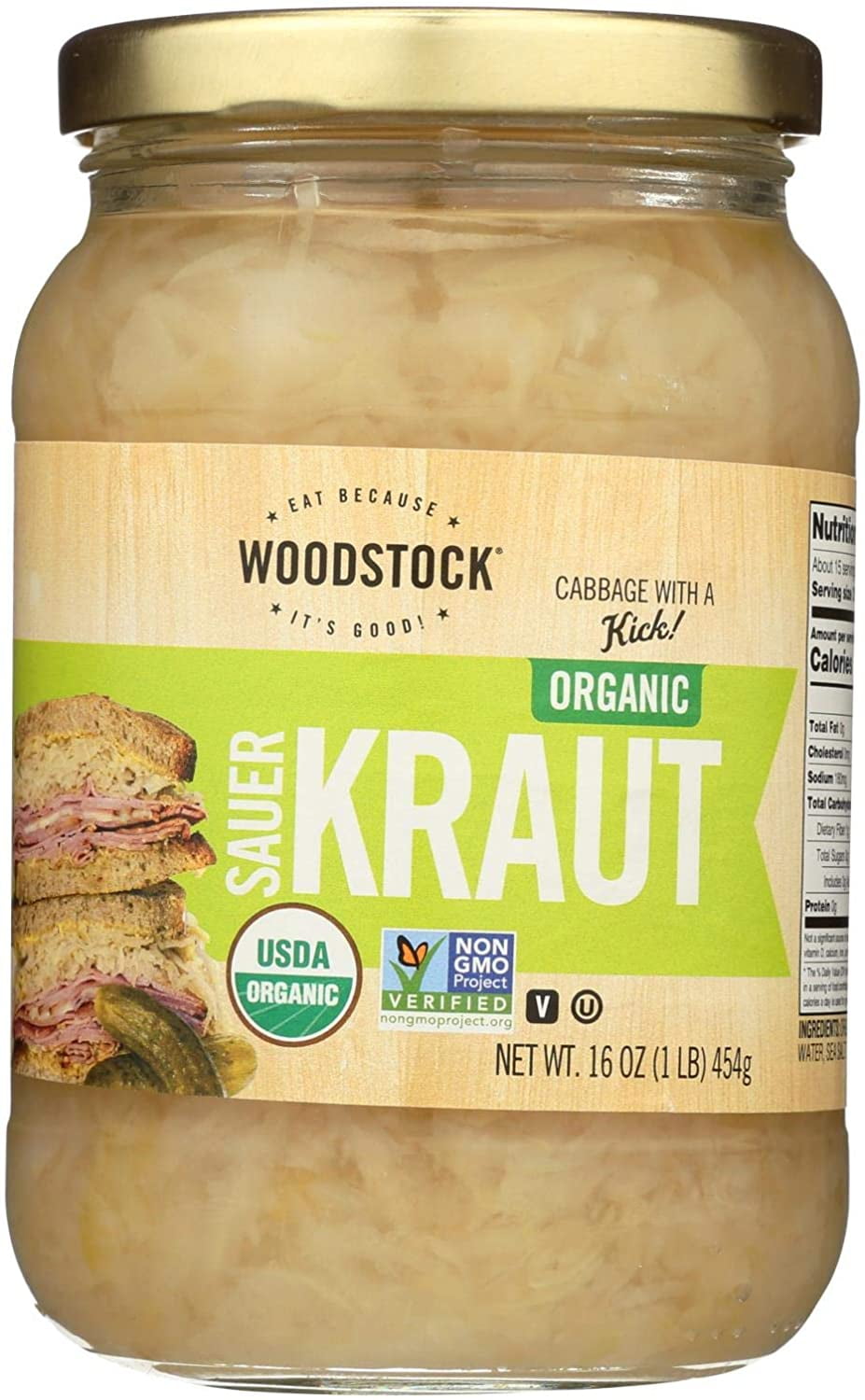 Woodstock Organic Sauerkraut Gluten Free 16 oz Pack of 3