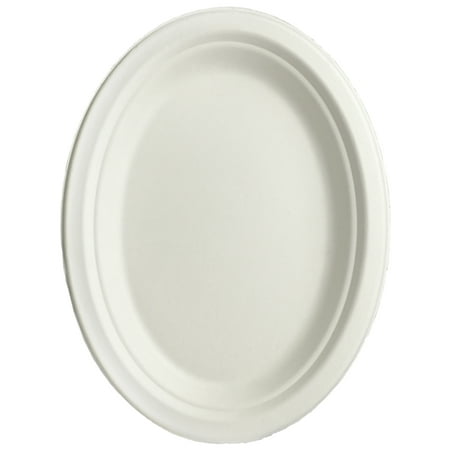 Chinet Oval Paper Plates Brheez Sugar Cane Disposable Oval Plate or Serving Platter - 12.5