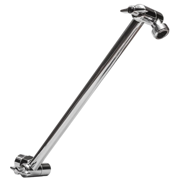 SparkPod 11" Solid Brass Shower Head Extension Arm - Flexible Height & Angle Adjustable Shower Arm Extension for Rain Showerheads with Sturdy Lock - Universal Pipe Connection (Luxury Polished Chrome)