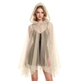thumbnail image 3 of Jsaierl Women's Sheer Mesh Hooded Cape Lightweight Tie Front Fairy Halloween Cosplay Costume Cloak, 3 of 7