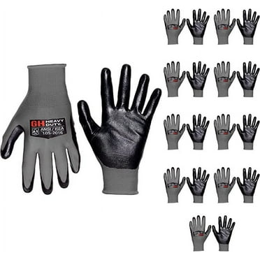 GH Heavy Duty Nitrile Reusable Work Gloves, All Purpose Working Gloves with Cut Resistant Palm, Smooth Nitrile Dip Gloves (10-Pair) X-Large