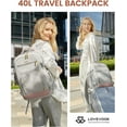 thumbnail image 5 of LOVEVOOK Travel Backpack For Women, 40L Carry On Backpack Flight Approved, TSA Personal Item Travel Bag Fits 17 Inch Laptop, Business Weekender Overnight Waterproof Daypack With 2 Cubes, Grey-Pink, 5 of 10