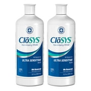 CloSYS Ultra Sensitive Mouthwash, Unflavored Alcohol Free, Dye Free, pH Balanced, Helps Soothe Entire Mouth 32 Oz (Pack of 2)